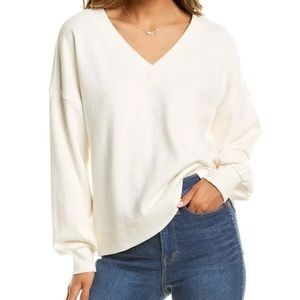 Madewell V Neck White Sweatshirt Size XXS